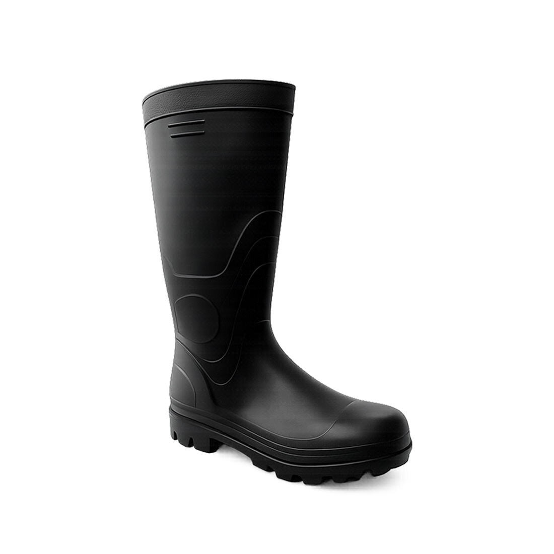 Bota Pvc Negra con Punta Y Plantilla
